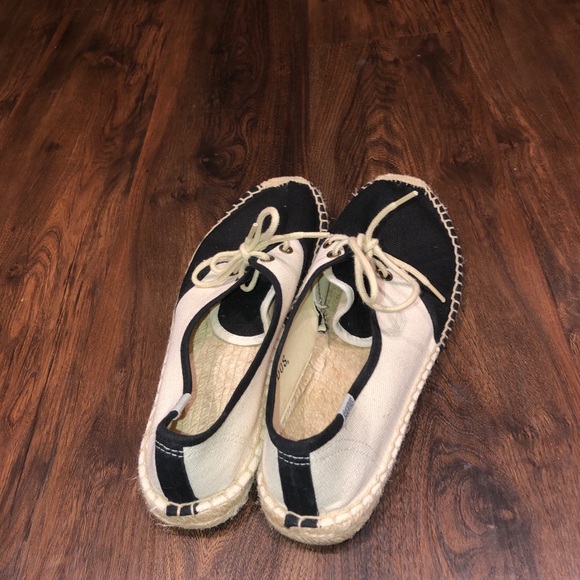 SOLUDOS black and cream espadrilles size 9 - Picture 4 of 5